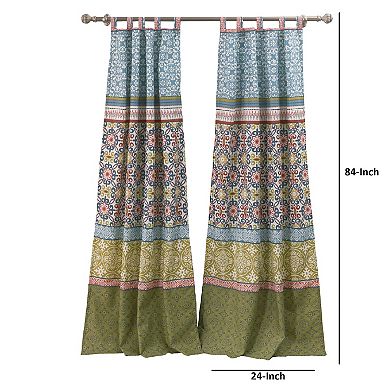 Kaw Set of 2 Panel Curtains, Multicolor Geometric Patterns, Polyester