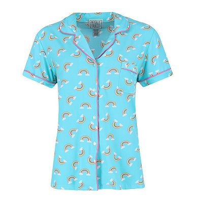 Mentally Exhausted Women's Rainbow Notch Short Sleeve and Shorts Pajama Set