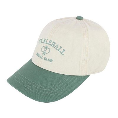 ◆SATUR◆ Signature Ball Cap Ivory Green Patch SLC-C-BCEP- David & Young Unisex Pickleball Social Club Two Toned