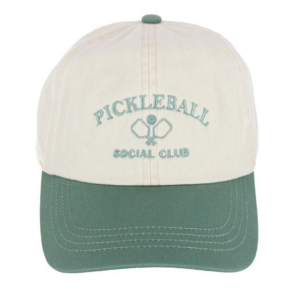 ◆SATUR◆ Signature Ball Cap Ivory Green Patch SLC-C-BCEP- David & Young Unisex Pickleball Social Club Two Toned