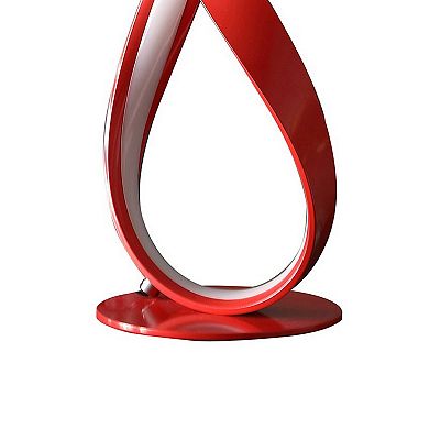 17 Inch Accent Table Lamp, Ribboned Bow, Round Base, Led Lighting, Red