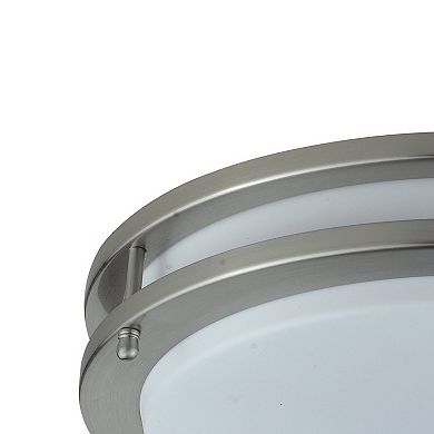 14 Inch Modern Ceiling Lamp With Frosted Acrylic Plate, Steel Trim, White