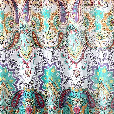 Vana 72 Inch Shower Curtain, Microfiber Fabric, Blue and Red Paisleys Print