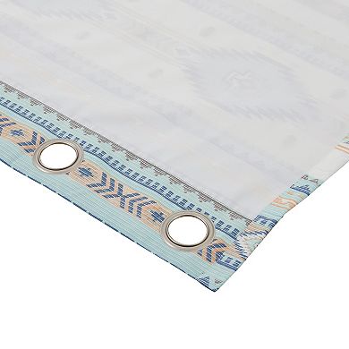 Kiev 84 Inch Window Curtains, Microfiber Blue Southwest Design, Grommets