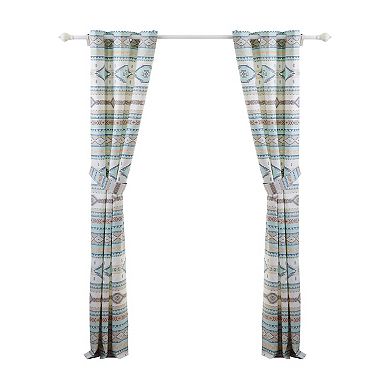 Kiev 84 Inch Window Curtains, Microfiber Blue Southwest Design, Grommets