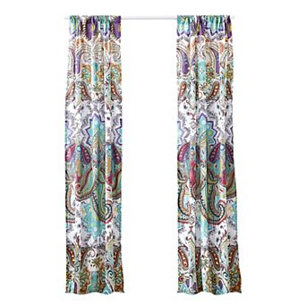 Vana 84 Inch Window Curtains, Decorative Paisley Print Design, Rod Pockets