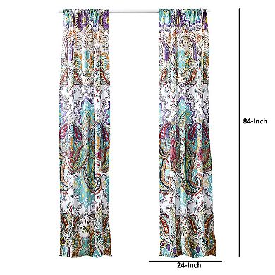 Vana 84 Inch Window Curtains, Decorative Paisley Print Design, Rod Pockets