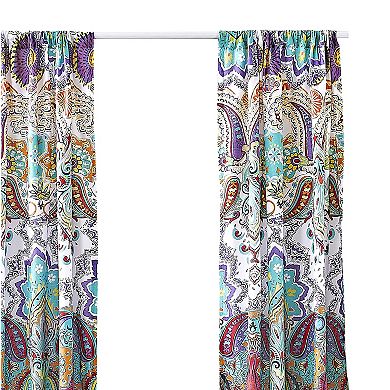 Vana 84 Inch Window Curtains, Decorative Paisley Print Design, Rod Pockets