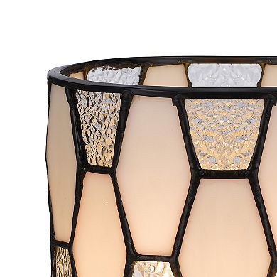 Eli 9 Inch Accent Lamp, Hand Painted Cylinder Tiffany Style Shade, Bronze
