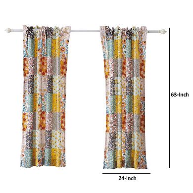 Turin 63 Inch Window Curtains, Brushed Microfiber, Multicolor Patchwork