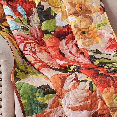 Dahl 50 x 60 Quilted Floral Throw Blanket with Polyester Fill, Multicolor