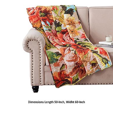 Dahl 50 x 60 Quilted Floral Throw Blanket with Polyester Fill, Multicolor