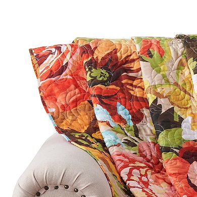 Dahl 50 x 60 Quilted Floral Throw Blanket with Polyester Fill, Multicolor