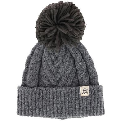 David & Young Women's Chevron Knit Winter Beanie with Matching Yarn Pom