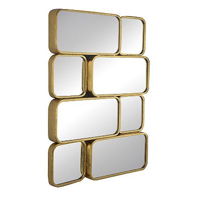 32 Inch Luxury Wall Decor Mirror, 8 Gold Finished Curved Metal Frames
