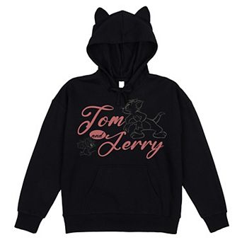 Juniors' Tom & Jerry Line Art Graphic Hoodie