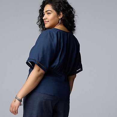 Plus Size Simply Vera Vera Wang Kimono Top with Embellished Trim