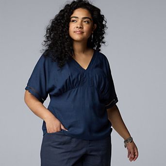 Plus Size Simply Vera Vera Wang Kimono Top with Embellished Trim