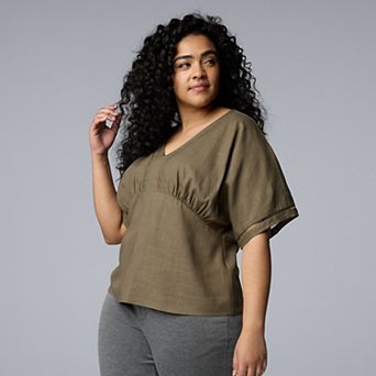 Plus Size Simply Vera Vera Wang Kimono Top with Embellished Trim