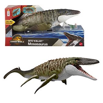 Mattel Jurassic World Bite 'N Blast Mosasaurus Action Figure with Mini Dilophosaurus