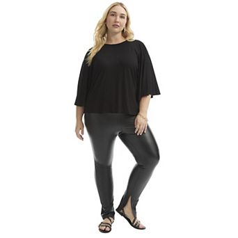 June & Vie Women's Plus Size Flared Raglan Sleeve Breton Tee