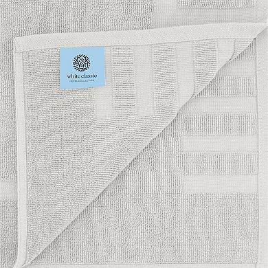 White Classic Luxury Cotton Bath Mats Set of 2, High Absorbent Floor Shower Towels 22x34"