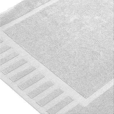 White Classic Luxury Cotton Bath Mats Set of 2, High Absorbent Floor Shower Towels 22x34"
