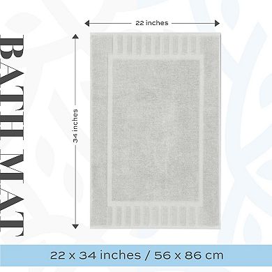 White Classic Luxury Cotton Bath Mats Set of 2, High Absorbent Floor Shower Towels 22x34"
