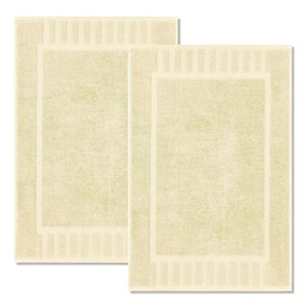 White Classic Luxury Cotton Bath Mats Set of 2, High Absorbent Floor Shower Towels 22x34"