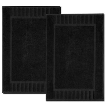 White Classic Luxury Cotton Bath Mats Set of 2, High Absorbent Floor Shower Towels 22x34"