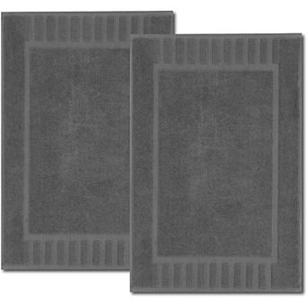 White Classic Luxury Cotton Bath Mats Set of 2, High Absorbent Floor Shower Towels 22x34"