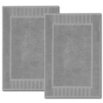 White Classic Luxury Cotton Bath Mats Set of 2, High Absorbent Floor Shower Towels 22x34"