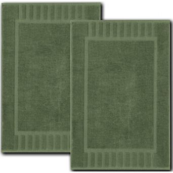 White Classic Luxury Cotton Bath Mats Set of 2, High Absorbent Floor Shower Towels 22x34"