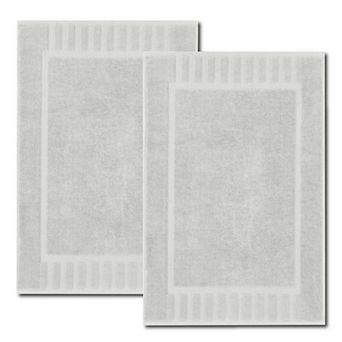 White Classic Luxury Cotton Bath Mats Set of 2, High Absorbent Floor Shower Towels 22x34"
