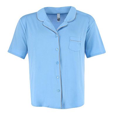 PJ Couture Women's Short Sleeve and Pants Notch Collar Pajama Set
