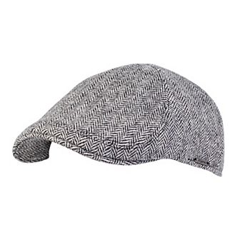 Wigens Men's Herringbone Shetland Pub Cap with Curved Peak