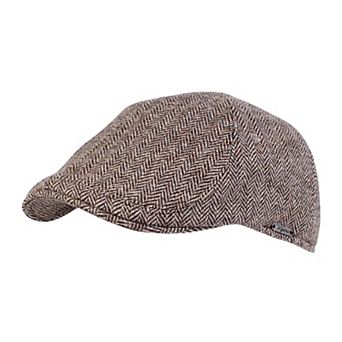 Wigens Men's Herringbone Shetland Pub Cap with Curved Peak