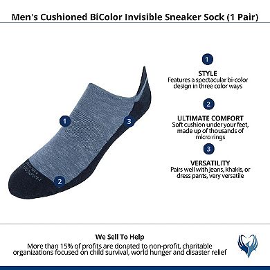Marcoliani Men's Cushioned BiColor Invisible Sneaker Sock (1 Pair)
