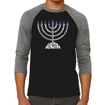 Menorah - Men's Raglan Baseball Word Art T-shirt