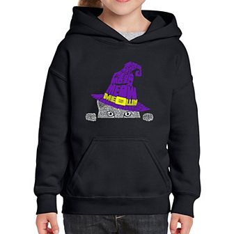 Peeking Witch Cat - Girl's Word Art Hooded Sweatshirt