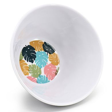12 Piece 6 Inch Melamine Bowl Set in Leaf Decal Teal
