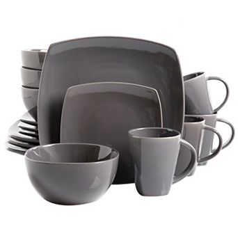16 pc Soft Square Dinnerware Set, Grey