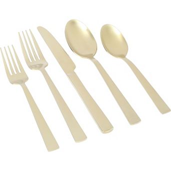 20 pc Stainless Steel Flatware Set in Champagne Gold