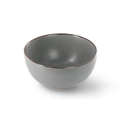 16 Piece Gold Rimmed Dinnerware Set in Grey