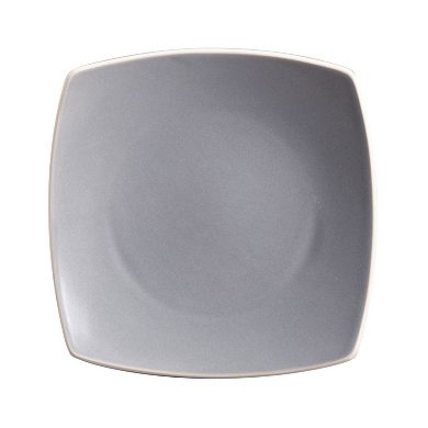 16 Piece Soft Square Stoneware Dinnerware Set in Grey Matte