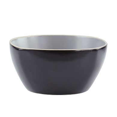 16 Piece Soft Square Stoneware Dinnerware Set in Grey Matte