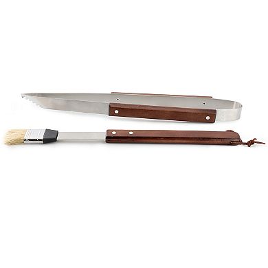 Barbecue Basics 5 Piece Stainless Steel BBQ Tool Set with Wood Handles
