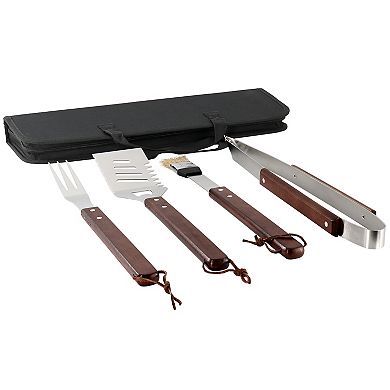 Barbecue Basics 5 Piece Stainless Steel BBQ Tool Set with Wood Handles