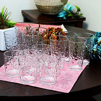 16 Piece Tumbler and Double Old Fashioned Glass Set in Bubble Pattern
