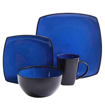 16 pc Soft Square Dinnerware Set in Blue